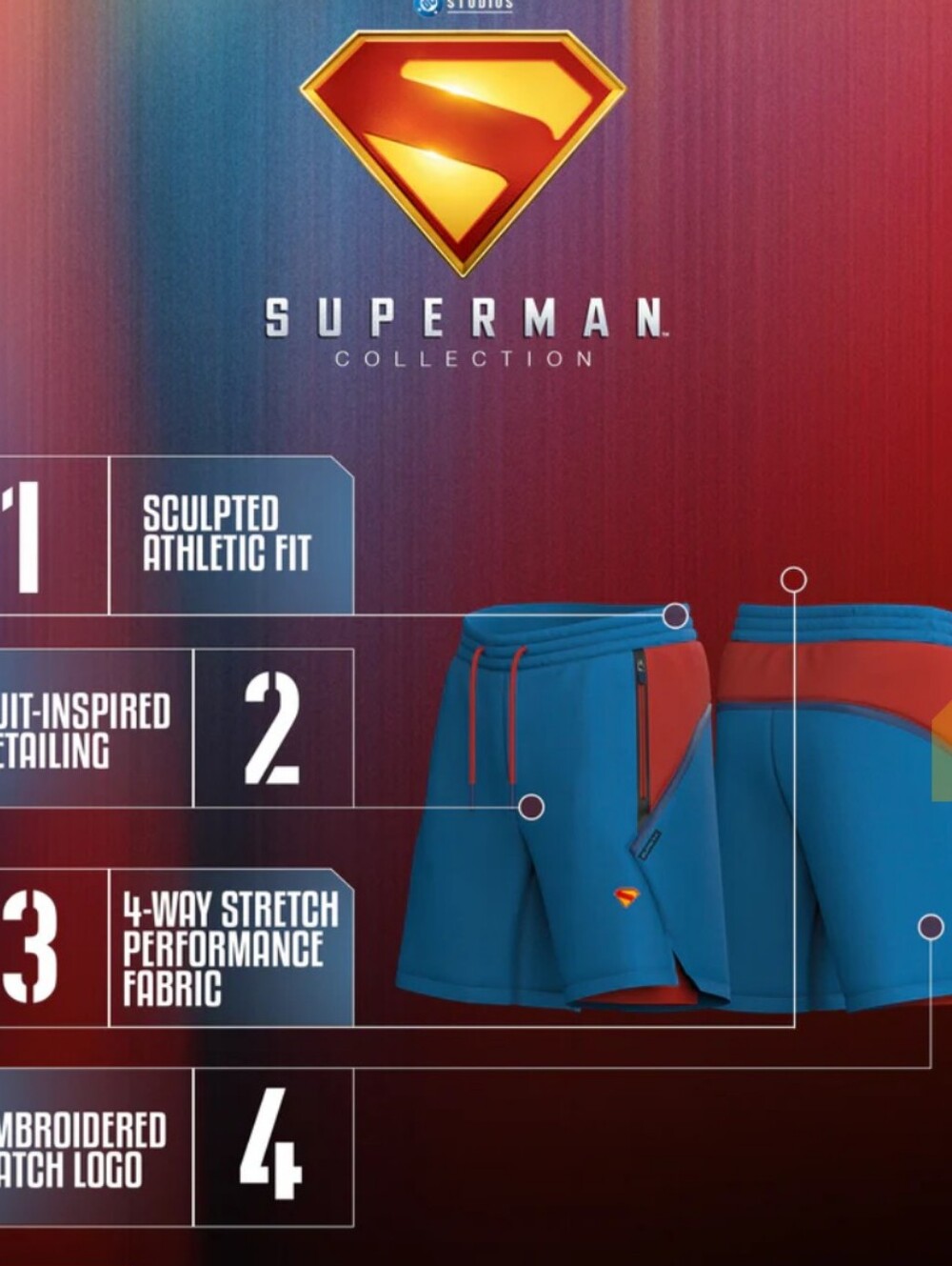 DC COMIC X SuperX SUPERMAN Performance 7" Shorts w/Liner - Picture 8 of 14